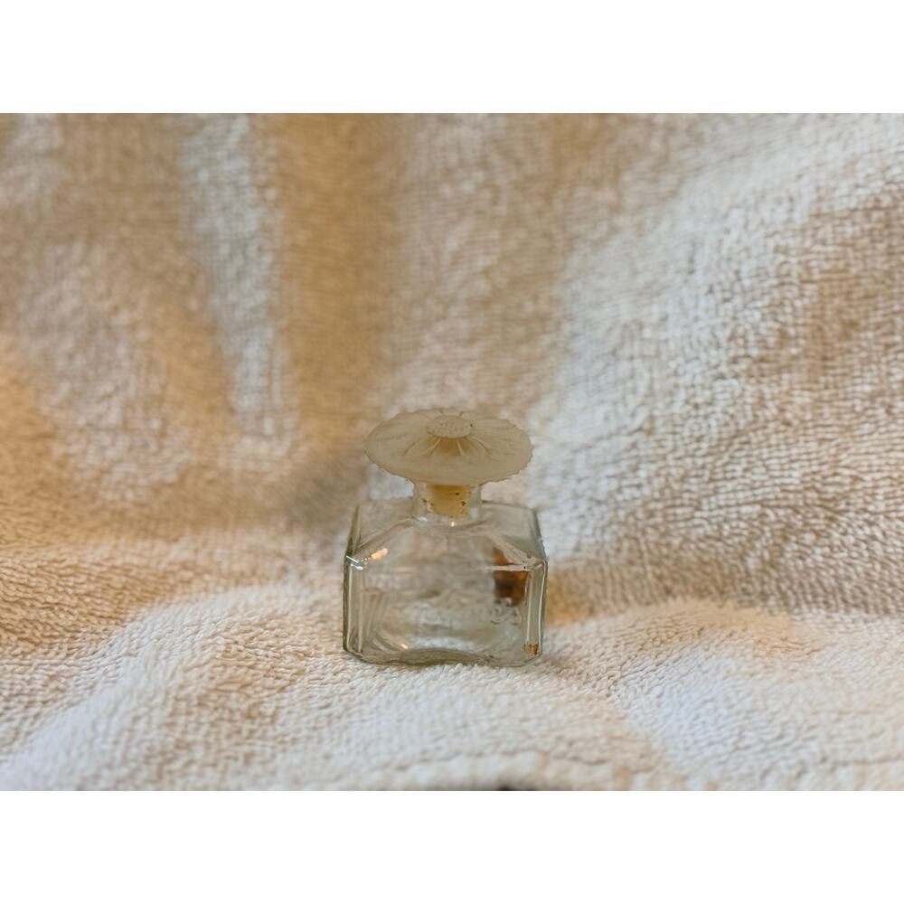 Vintage Jontue Perfume Bottle Frosted Daisy Stopper Revlon Cork Glass Vanity